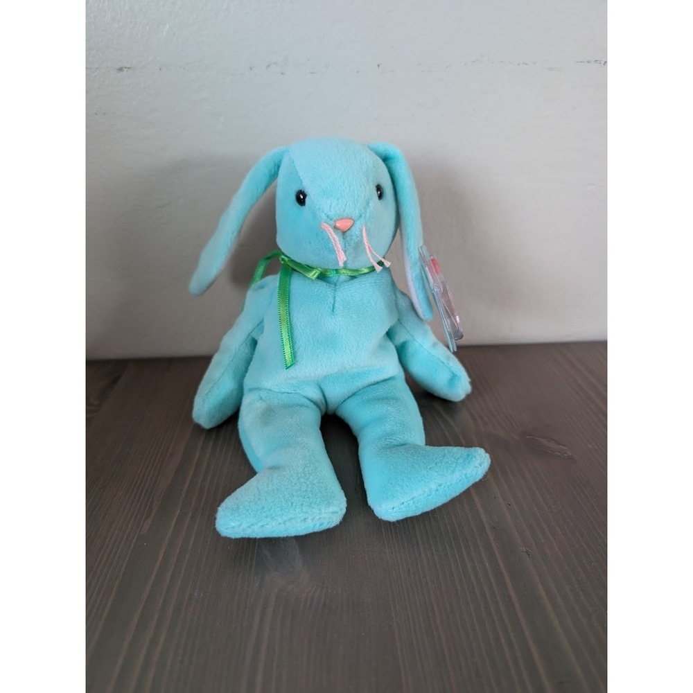 Vintage Ty Beanie Babies‎ Hippity Mint Green Bunny Rabbit Plush Kids Toy Easter